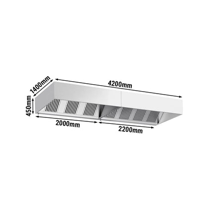 GGM Gastro Commercial Wall-Mounted Extractor Hood – 4200mm – with Baffle Filters & Lighting