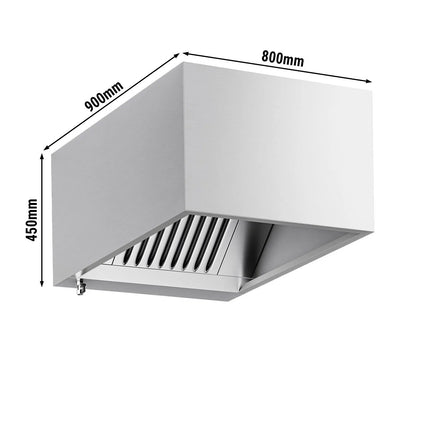GGM Gastro Commercial Wall-Mounted Extractor Hood - 800mm - with Baffle Filters & Lighting