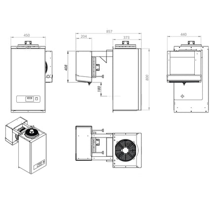 GGM Gastro Commercial Wall Mounted Monoblock Cold Room Unit - Monoblock - max. for 5 m³ - 367W