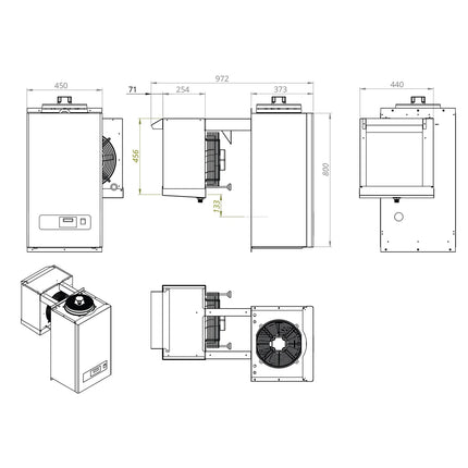 GGM Gastro Commercial Wall Mounted Monoblock Cold Room Unit - Monoblock - max. for 7.5 m³ - 367W