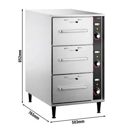 GGM Gastro Commercial Warming Drawers - 3-Drawer - 3 × GN 1/1 - 1.2kW - 503x765x852mm