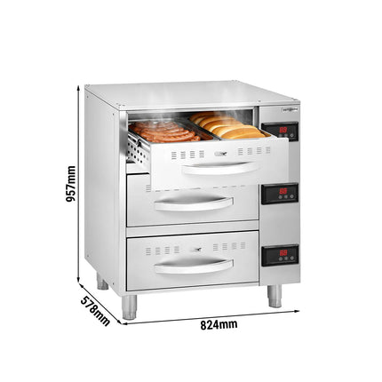GGM Gastro Commercial Warming Drawers - 3-Drawer - 3 × GN 1/1 - 6kW - 824x578x957mm