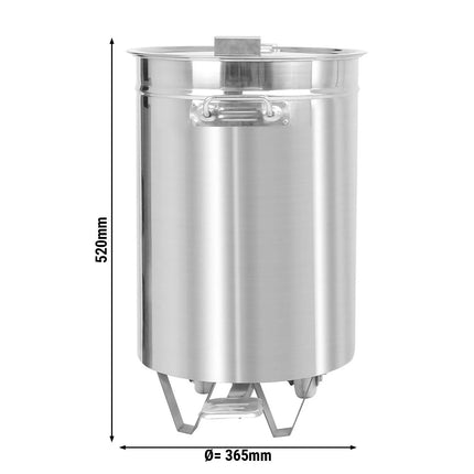 GGM Gastro Commercial Waste bin - Pedal bin - 50L - 365x365x520mm - with foot pedal - slow-closing lid & wheels - Stainless steel