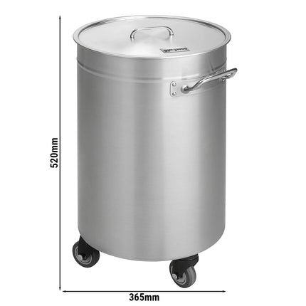 GGM Gastro Commercial Waste bin - Pedal bin - 50L - 630(H)x365(W)x365(D)mm - with wheels & lid - Stainless steel