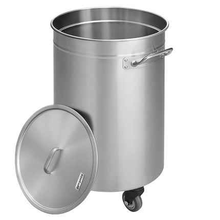 GGM Gastro Commercial Waste bin - Pedal bin - 50L - 630(H)x365(W)x365(D)mm - with wheels & lid - Stainless steel