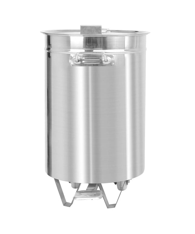 GGM Gastro Commercial Waste bin - Pedal bin - 75L - 450x450x520mm - with foot pedal; slow-closing lid; wheels & handles - Stainless steel