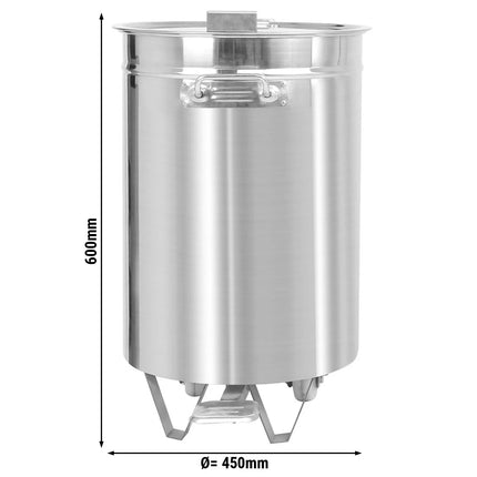 GGM Gastro Commercial Waste bin - Pedal bin - 95L - 600(H)x450(W)x450(D)mm - with foot pedal; slow-closing lid; wheels & handles - Stainless steel