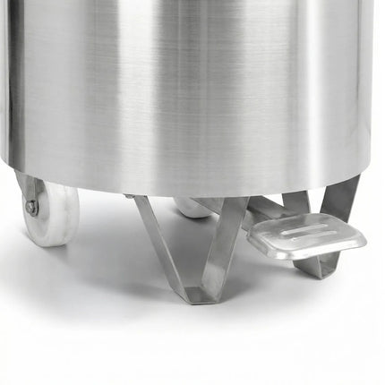 GGM Gastro Commercial Waste bin - Pedal bin - 95L - 600(H)x450(W)x450(D)mm - with foot pedal; slow-closing lid; wheels & handles - Stainless steel