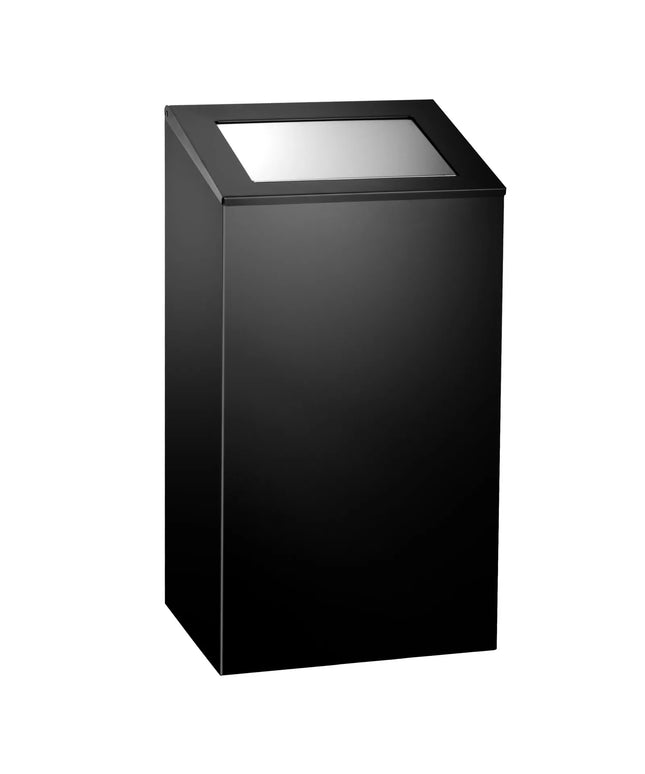 GGM Gastro Commercial Waste bin - Push-top bin - 38L - 600(H)x300(W)x215(D)mm - Black - Stainless steel