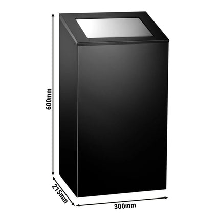 GGM Gastro Commercial Waste bin - Push-top bin - 38L - 600(H)x300(W)x215(D)mm - Black - Stainless steel