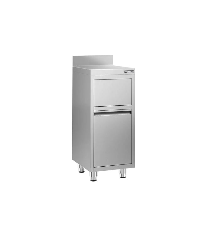 GGM Gastro Commercial Waste bin - Push-top bin - 400x600x1150mm - with slow-closing lid - rounded corners & stable 4-foot base - Stainless steel