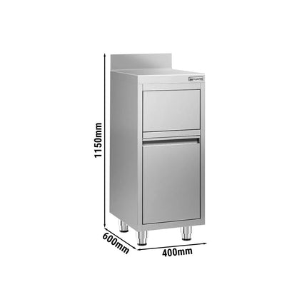 GGM Gastro Commercial Waste bin - Push-top bin - 400x600x1150mm - with slow-closing lid - rounded corners & stable 4-foot base - Stainless steel