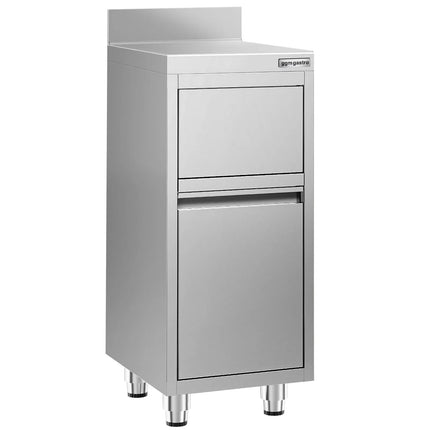 GGM Gastro Commercial Waste bin - Push-top bin - 400x600x1150mm - with slow-closing lid - rounded corners & stable 4-foot base - Stainless steel