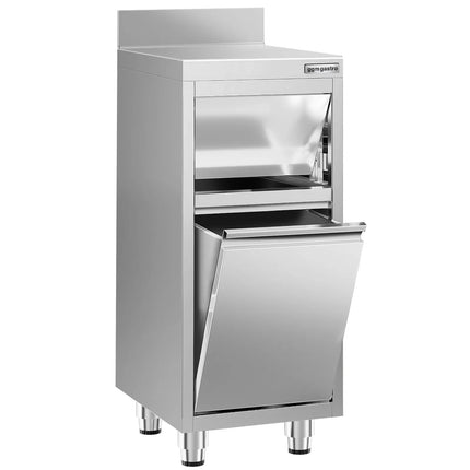 GGM Gastro Commercial Waste bin - Push-top bin - 400x600x1150mm - with slow-closing lid - rounded corners & stable 4-foot base - Stainless steel
