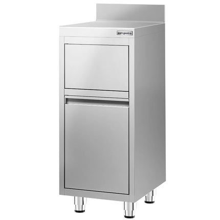 GGM Gastro Commercial Waste bin - Push-top bin - 400x600x1150mm - with slow-closing lid - rounded corners & stable 4-foot base - Stainless steel