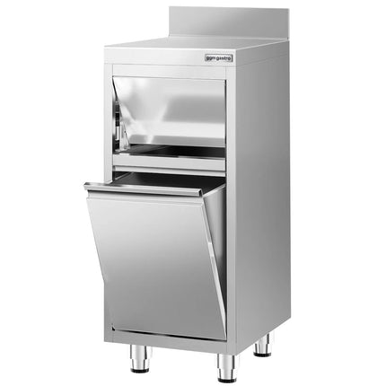 GGM Gastro Commercial Waste bin - Push-top bin - 400x600x1150mm - with slow-closing lid - rounded corners & stable 4-foot base - Stainless steel