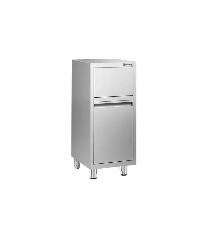 GGM Gastro Commercial Waste bin - Push-top bin - 940(H)x400(W)x500(D)mm - with rear wheels - soft-close & without upstand - Stainless steel