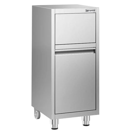 GGM Gastro Commercial Waste bin - Push-top bin - 940(H)x400(W)x500(D)mm - with rear wheels - soft-close & without upstand - Stainless steel