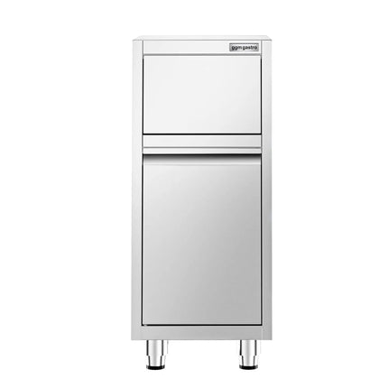 GGM Gastro Commercial Waste bin - Push-top bin - 940(H)x400(W)x500(D)mm - with rear wheels - soft-close & without upstand - Stainless steel