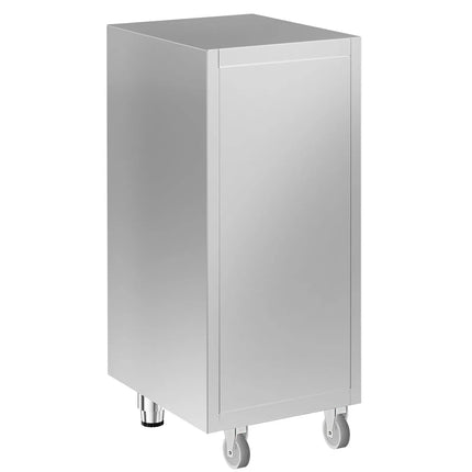 GGM Gastro Commercial Waste bin - Push-top bin - 940(H)x400(W)x500(D)mm - with rear wheels - soft-close & without upstand - Stainless steel