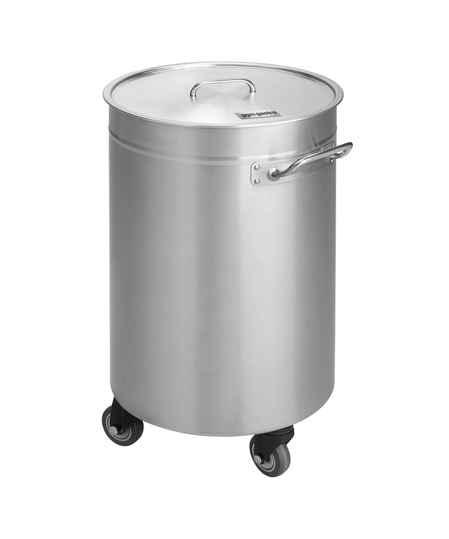 GGM Gastro Commercial Waste bin - Push-top bin - 95L - 460x610x720mm - with rear wheels & slow-closing lid - Stainless steel