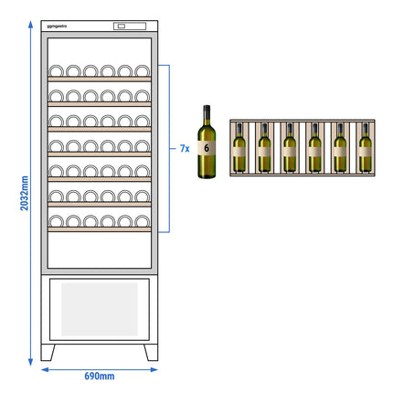 GGM Gastro Commercial Wine Fridge - Black - Freestanding - Single Zone - 265L - max. 42 bottles