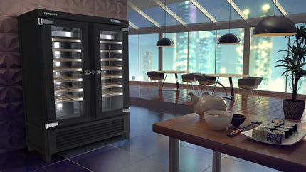 GGM Gastro Commercial Wine Fridge - Black - Freestanding - Single Zone - 640L - max. 84 bottles