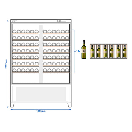 GGM Gastro Commercial Wine Fridge - Black - Freestanding - Single Zone - 640L - max. 84 bottles