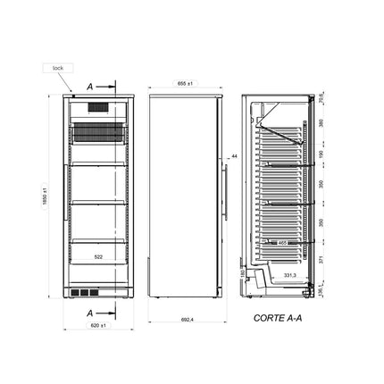 GGM Gastro Commercial Wine Fridge - Black - Single Zone - 400L - max. 72 bottles