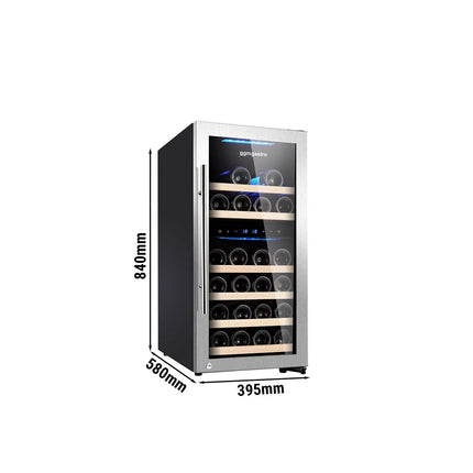GGM Gastro Commercial Wine Fridge - Dual Zone - 100L - max. 33 bottles - Stainless Steel Door