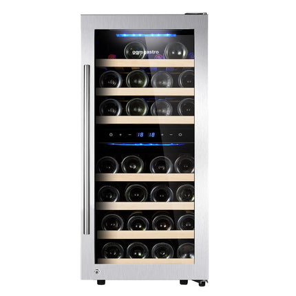 GGM Gastro Commercial Wine Fridge - Dual Zone - 100L - max. 33 bottles - Stainless Steel Door