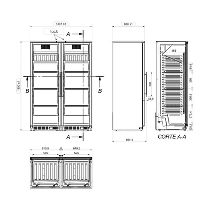 GGM Gastro Commercial Wine Fridge - Dual Zone - 800L - max. 144 bottles - Black