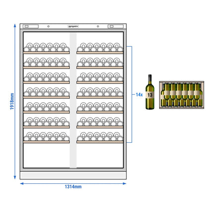 GGM Gastro Commercial Wine Fridge - Pine Wood - Dual Zone - 700L - max. 200 bottles