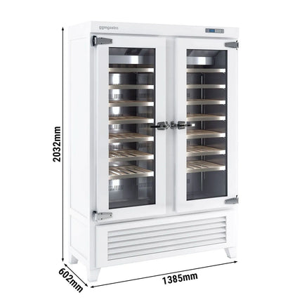 GGM Gastro Commercial Wine Fridge - Pine Wood & Glass Doors - Freestanding - Single Zone - 640L - max. 84 bottles