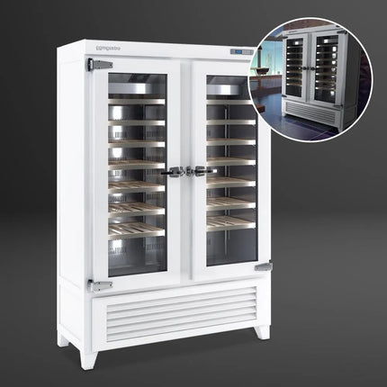 GGM Gastro Commercial Wine Fridge - Pine Wood & Glass Doors - Freestanding - Single Zone - 640L - max. 84 bottles