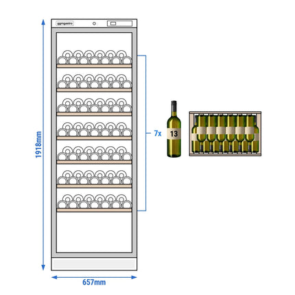 GGM Gastro Commercial Wine Fridge - Pine wood - Single Zone - 350L - max. 100 bottles