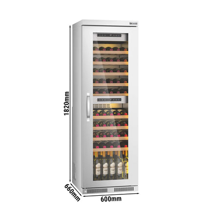 GGM Gastro Commercial Wine Fridge - Stainless Steel - Dual Zone - 100L - max. 72 bottles