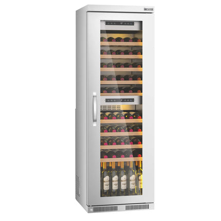 GGM Gastro Commercial Wine Fridge - Stainless Steel - Dual Zone - 100L - max. 72 bottles