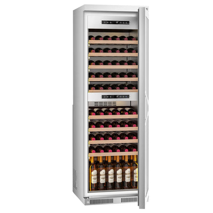 GGM Gastro Commercial Wine Fridge - Stainless Steel - Dual Zone - 100L - max. 72 bottles