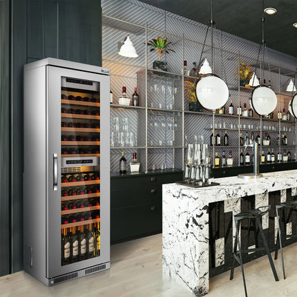 GGM Gastro Commercial Wine Fridge - Stainless Steel - Dual Zone - 100L - max. 72 bottles