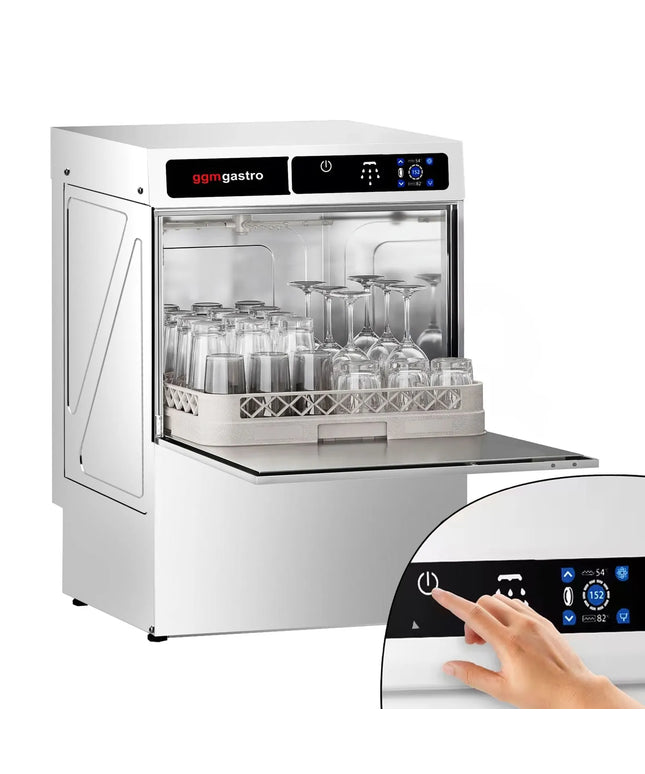 GGM Gastro Compact Glasswasher - Touchscreen - 3.3kW - with Drain Pump, Detergent & Rinse Aid Pumps
