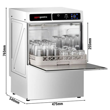 GGM Gastro Compact Glasswasher - Touchscreen - 3.3kW - with Drain Pump, Detergent & Rinse Aid Pumps