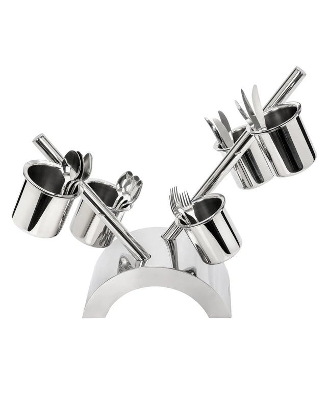 GGM Gastro Condiment & Cutlery Holder - 360x200mm - Height: 590mm - Stainless steel - with 5 containers - removable cutlery container