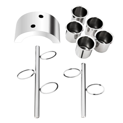 GGM Gastro Condiment & Cutlery Holder - 360x200mm - Height: 590mm - Stainless steel - with 5 containers - removable cutlery container