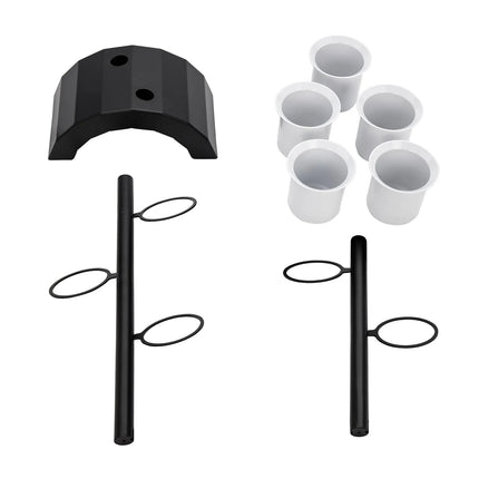 GGM Gastro Condiment & Cutlery Holder - 360x200mm - Height: 590mm - Stainless steel - with 5 containers - removable cutlery container - Black & White