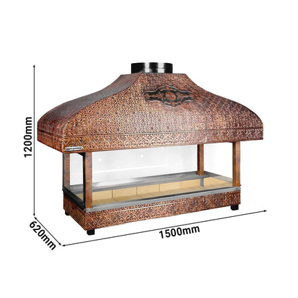 GGM Gastro Copper Charcoal Grill - 1500mm - 1 grill grates - Grill grate: 1300x500mm