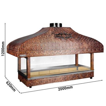 GGM Gastro Copper Charcoal Grill - 2000mm - Grill grate: 1800x500mm