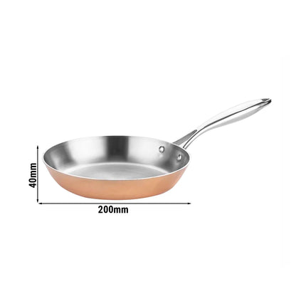 GGM Gastro Copper Tri-Ply Frying Pan - Ø 200mm - Height: 40mm - suitable for gas, ceramic and electric (not induction)