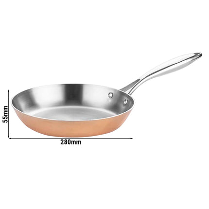 GGM Gastro Copper Tri-Ply Frying Pan - Copper Tri-Ply - Ø 280mm - Height: 55mm - suitable for gas, ceramic and electric (not induction)