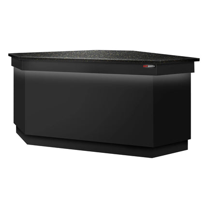 GGM Gastro Corner Till Counter TORONTO - 1565mm - Black front panel - Black granite worktop - Matt black finish - Stainless steel body